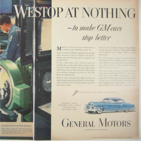 1953 General Motors Vintage Print Ad 2 Page Pontiac Oldsmobile Buick Cadillac - Picture 2 of 2